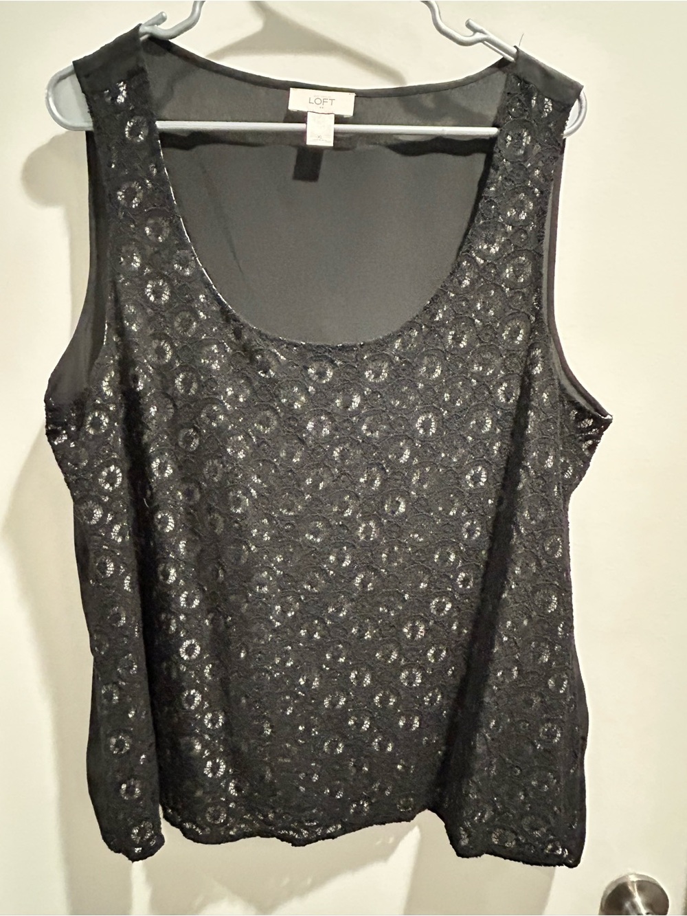 LOFT Black Lace Scoop Neck Camisole Tank